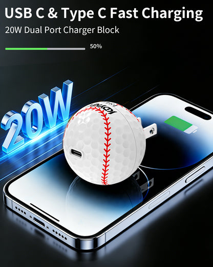 KDYNIX Golf Ball Charger 20W USB-C — Fast Charge, Sport Style