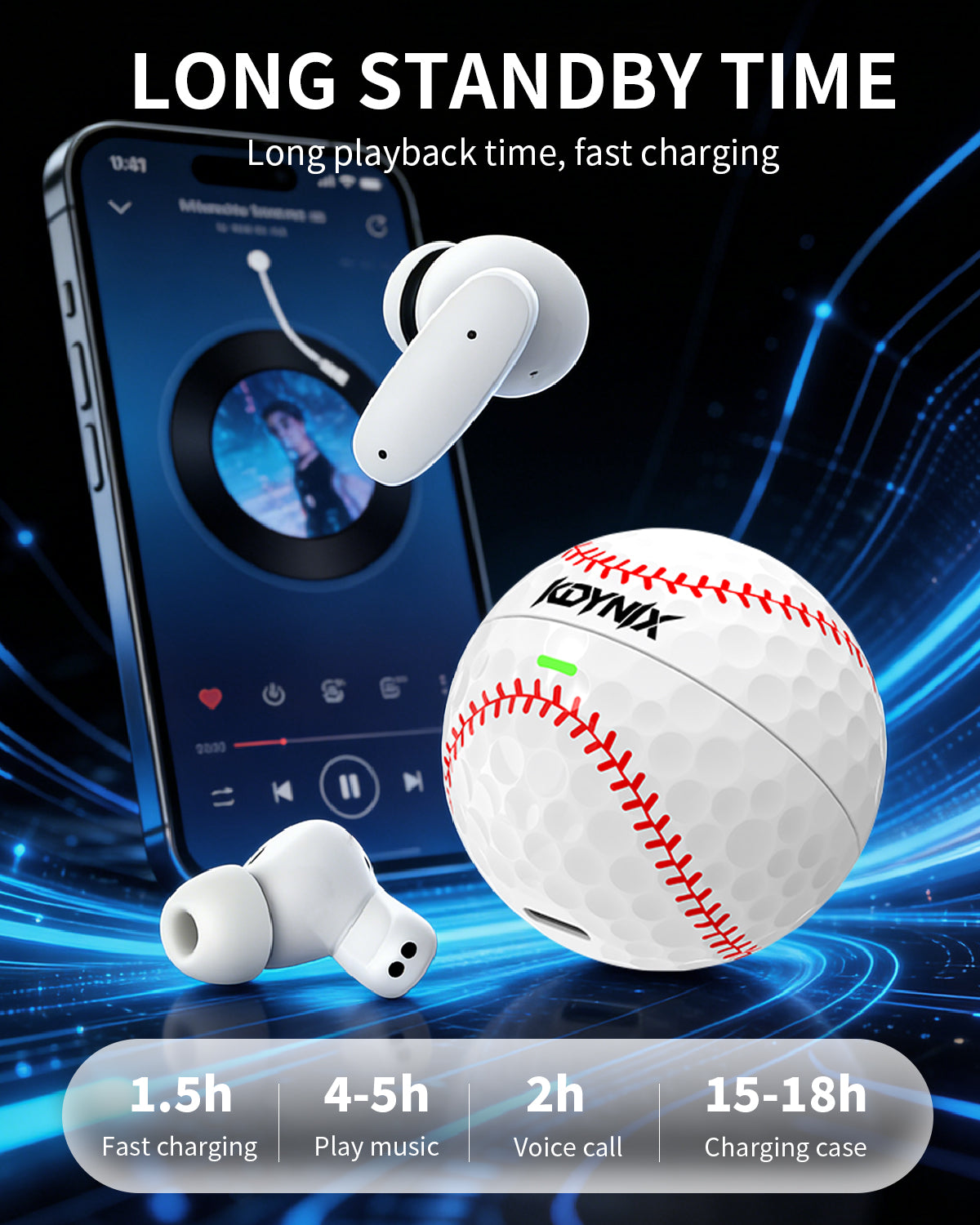 KDYNIX Golf Ball Wireless Earbuds Bluetooth 5.4 Noise Canceling Christmas Gift Stocking Stuffer Gym Sports 