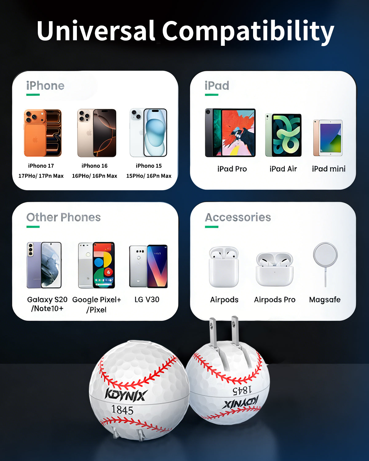 KDYNIX Golf Ball Charger 20W USB-C — Fast Charge, Sport Style